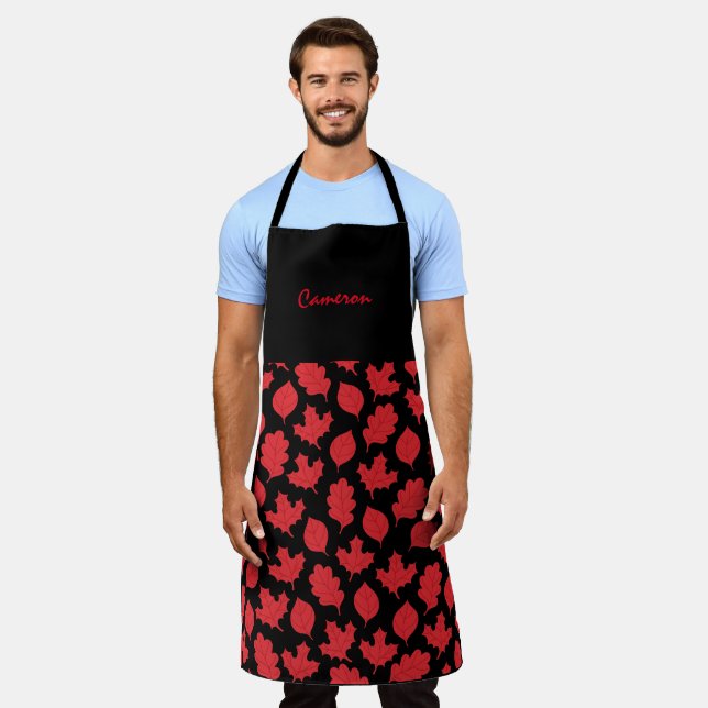Canadian Maple Leaf, editable name Apron (Worn)