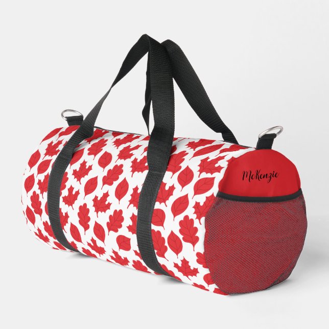 Canadian Maple Leaf. Editable Name Duffle Bag (Right Corner)