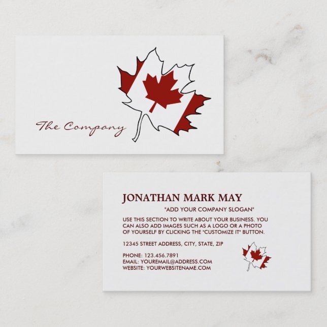 Canadian Maple Leaf Flag, Canada Business Card (Front/Back)