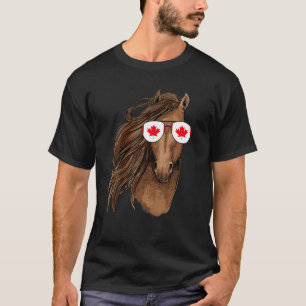 Canadian Maple Leaf Funny Horse Sunglasses Canada T-Shirt