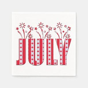 Canadian Maple Leaf July Happy Canada Day Napkin
