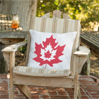 Canadian Maple Leaf Marble Red and white Patriotic Cushion
