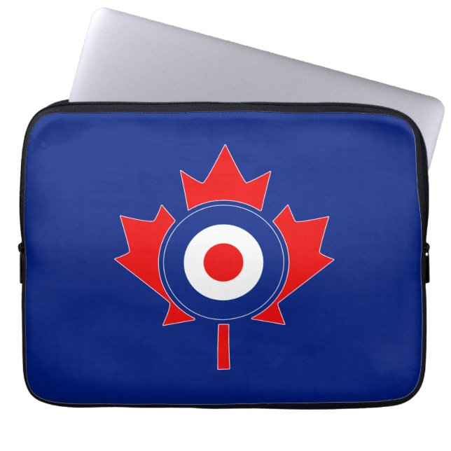 Canadian Maple Leaf Roundel Mod navy blue Laptop Sleeve (Front)