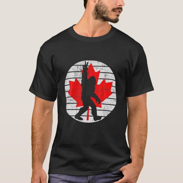 Canadian Maple Leaf Sasquatch Canada T-Shirt (Front)