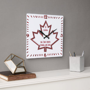 Canadian Maple Leaf Square Wall Clock