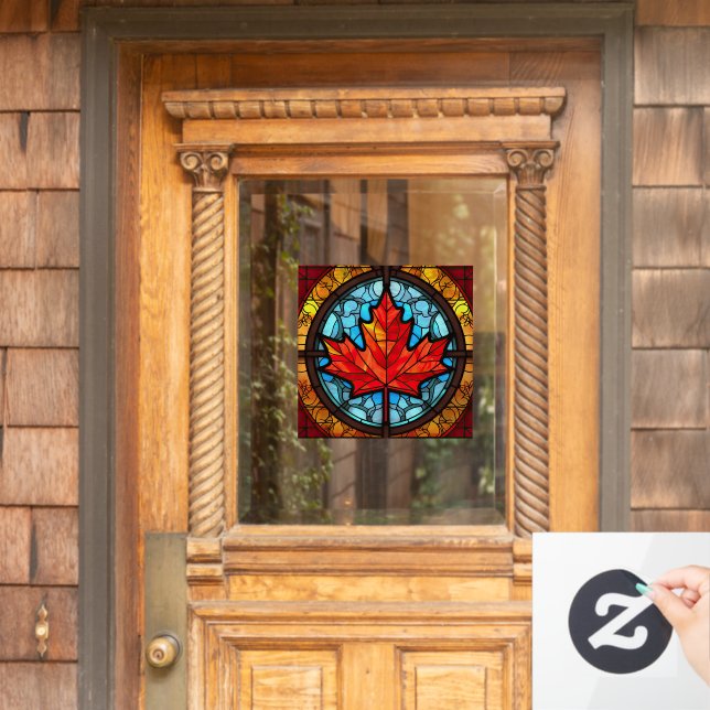 Canadian Maple Leaf Stained Glass (Home Door)