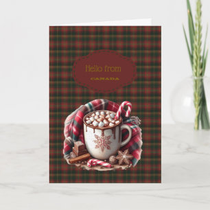Canadian Maple Leaf Tartan Canada Greetings Holiday Card