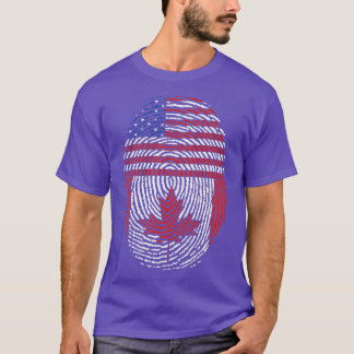 Canadian Maple Leaf US Flag American Fingerprint C T-Shirt