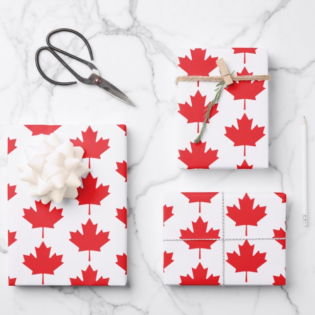 Canadian Maple Leaf Wrapping Paper Sheet (Front)
