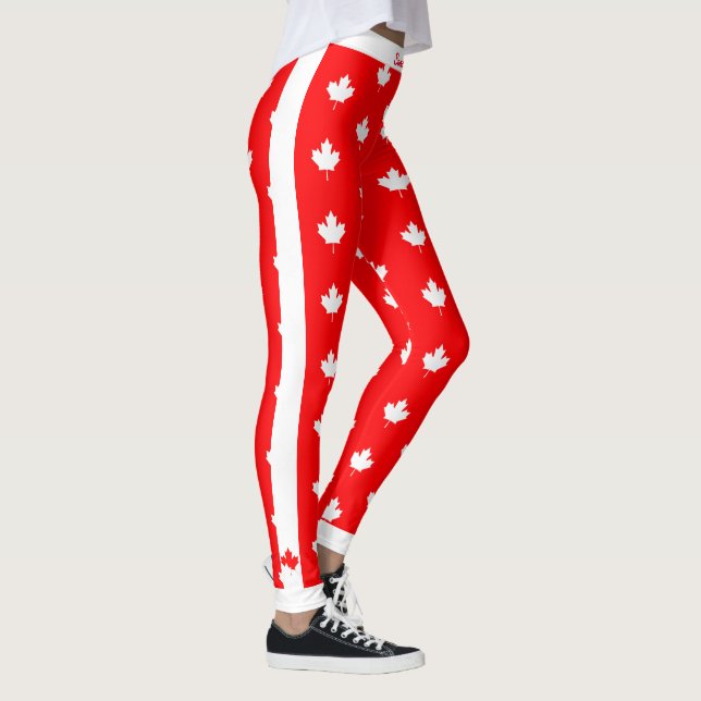 Canadian Maple on Red and White Leggings (Right)