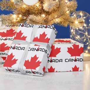 Canadian Maple Red Leaf Wrapping Paper – Festive 