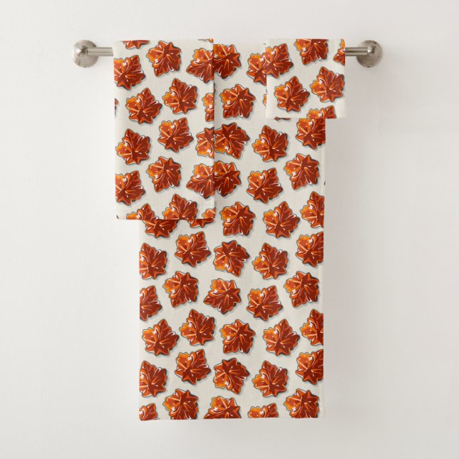 Canadian Maple Syrup Candy Pattern Bath Towel Set (Insitu)