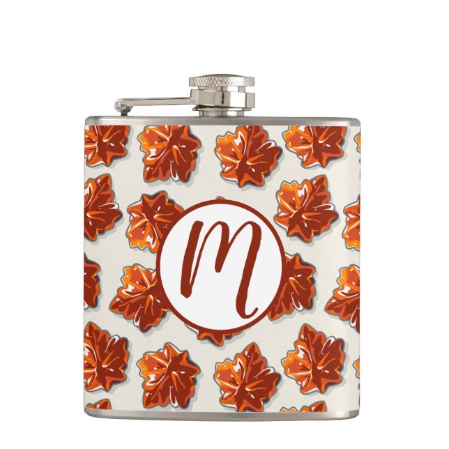 Canadian Maple Syrup Candy Pattern Hip Flask (Front)