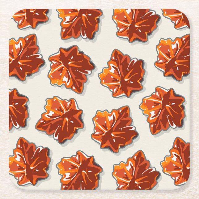 Canadian Maple Syrup Candy Pattern Square Paper Coaster (Front)