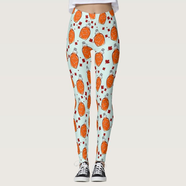 Canadian Maple Syrup Pattern Leggings (Front)