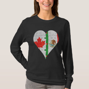 Canadian Mexican Flag Heart T-Shirt
