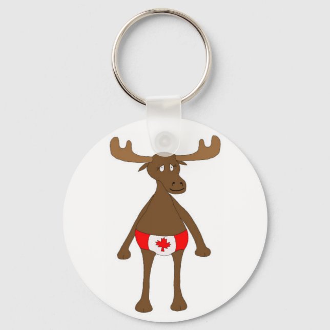 Canadian Moose Button Keychain (Front)