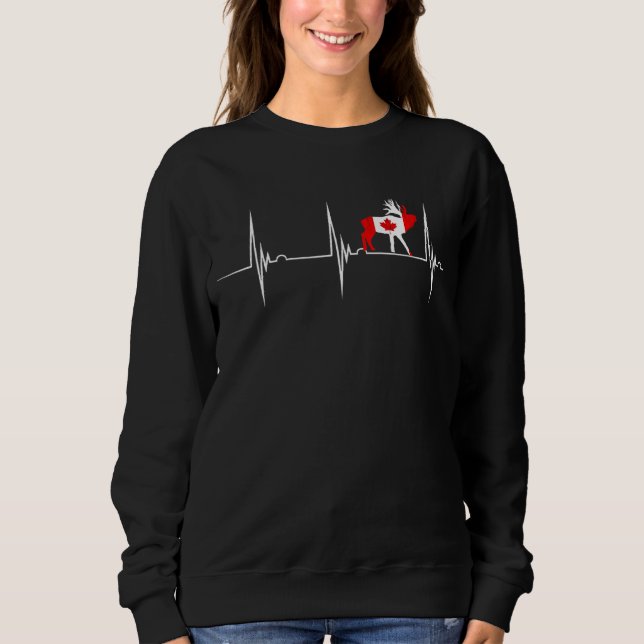 Canadian Moose Heartbeat EKG Pulse Canadian Flag C Sweatshirt (Front)