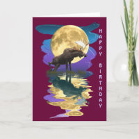 Canadian Moose & Moon Birthday Card