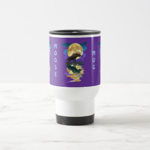 Canadian Moose & Moon Souvenir Wildlife Art Travel Mug