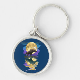 Canadian Moose & Moon Wildlife Animal Key Ring