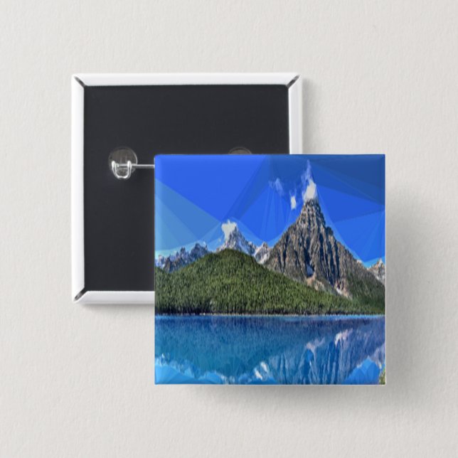 Canadian mountain photo 15 cm square badge (Front & Back)