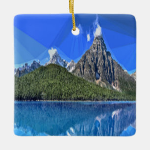 Canadian mountain view ceramic ornament