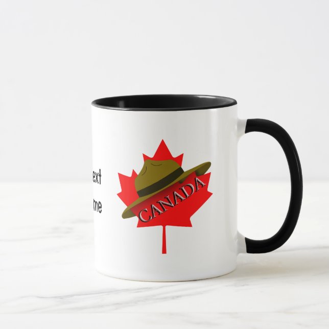 Canadian Mountie Hat on Red Maple Leaf Mug (Right)