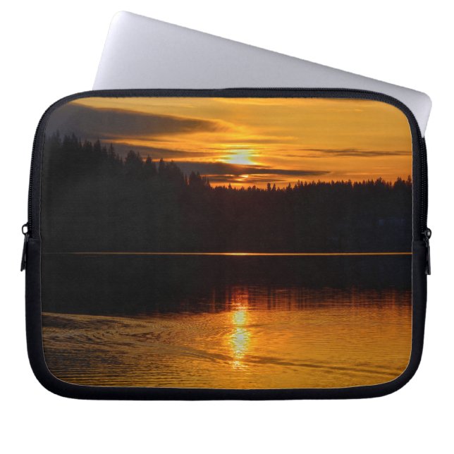 Canadian Nature Landscape Cariboo Lake Sunset Laptop Sleeve (Front)