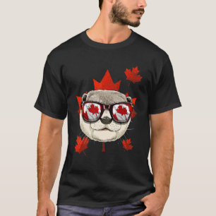 Canadian Otter Maple Tree Leaf Canada Flag Sea Ott T-Shirt