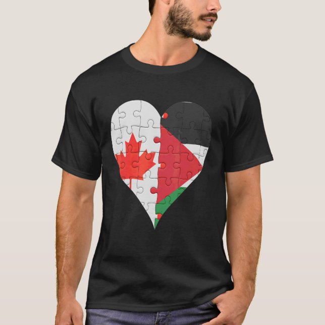 Canadian Palestinian Flag Heart T-Shirt (Front)