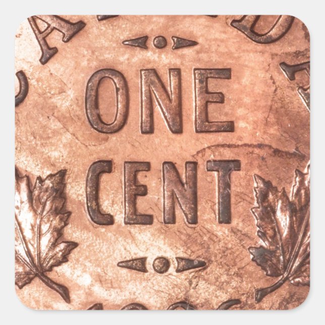 Canadian penny square sticker (Front)