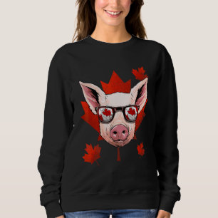 Canadian Pig Maple Tree Leaf Canada Flag Piggy Fa Sweatshirt