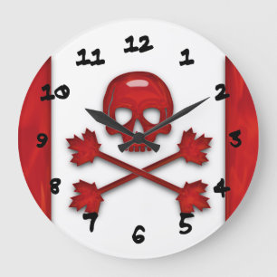 Canadian Pirate Flag Large Clock