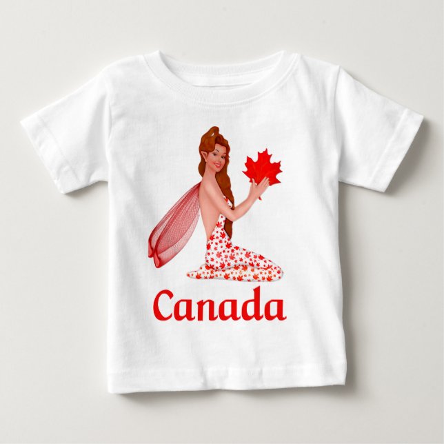 Canadian Pixie with Maple Leaf Baby T-Shirt (Front)