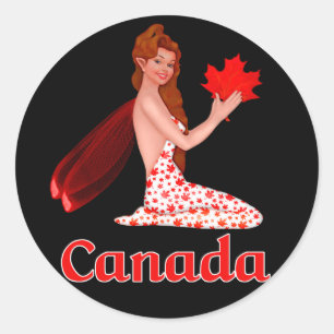 Canadian Pixie with Maple Leaf Classic Round Sticker