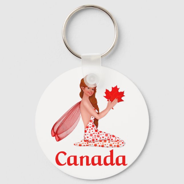 Canadian Pixie with Maple Leaf Key Ring (Front)