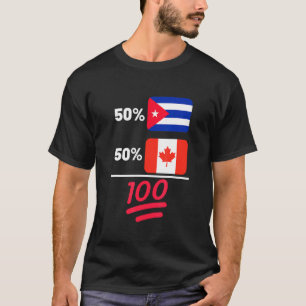 Canadian Plus Cuban Mix Flag Heritage T-Shirt