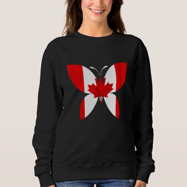 Canadian Pride Butterfly Maple Leaf Canadian Flag  Sweatshirt (Front)