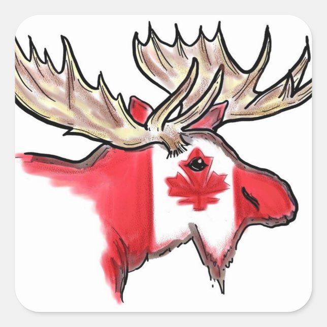 Canadian pride Canada elk artistic flag stickers (Front)