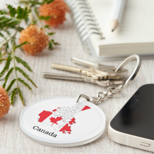 Canadian Pride Flag Within the Map Key Ring