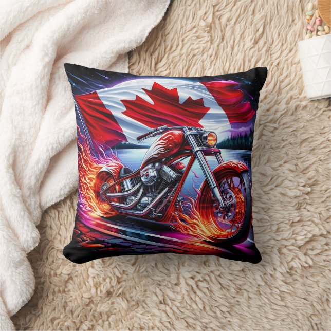 Canadian pride motorcycle at sunset cushion (Blanket)