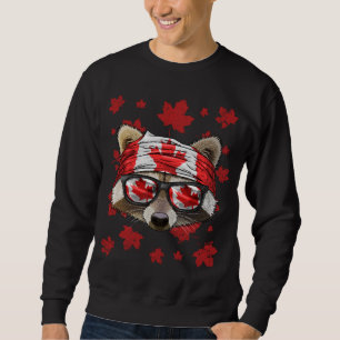 Canadian Racoon Patriotic Canada Flag Maple Leaf Sweatshirt