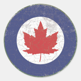 Canadian RAF Maple Leaf Roundel Rustic Classic Round Sticker