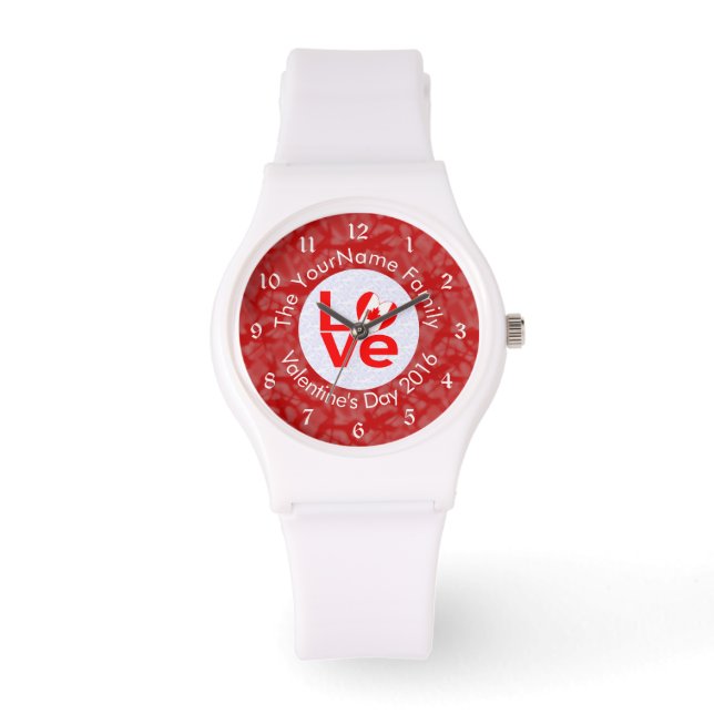 Canadian Red LOVE Flag Personalised  Watch (Front)