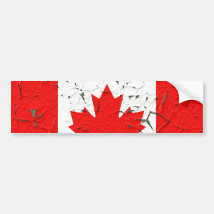 Canadian Red Maple Leaf CANADA Peeling Paint looks Bumper Sticker