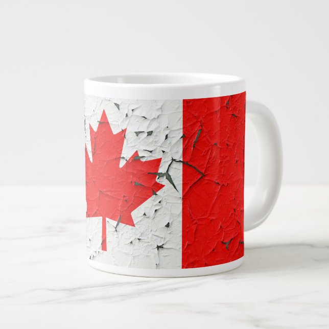 Canadian Red Maple Leaf CANADA Peeling Paint looks Large Coffee Mug (Front Right)