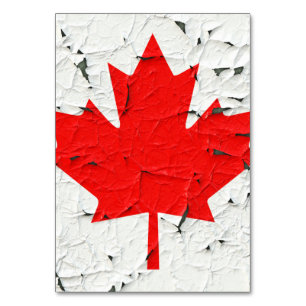 Canadian Red Maple Leaf CANADA Peeling Paint Print Table Number