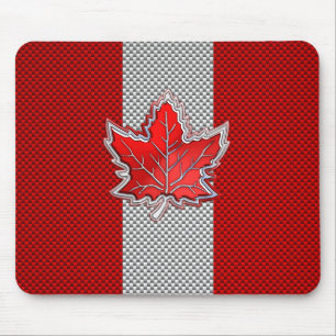 Canadian Red Maple Leaf Carbon Fibre retro style Mouse Pad