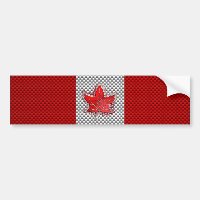 Canadian Red Maple Leaf in Carbon Fibre looks Bumper Sticker (Front)